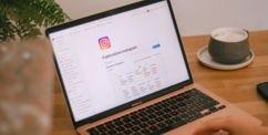 Instagram is open on a laptop screen.